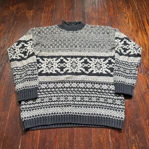 Woods & Gray Sweater Mens L Fair Isle Vintage Grandpa Dad Cosby Hemp Blend Ramie